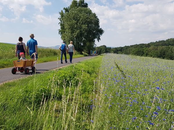 Eltern beim meditativen Paar-Spaziergang mit Schwester Louise